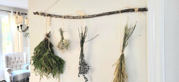 Branche décorative boho suspension fleurs séchées ou autres